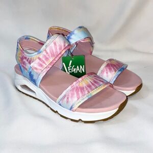 NEW Skechers Yoga Foam Tie Dye Comfort Platform Sandals W 9 Vegan Beach Summer